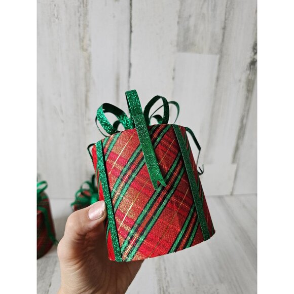 Pier 1 glitter metal present RARE retired Xmas decor vintage retired plaid green - Picture 12 of 13
